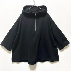 JINTY パーカー フーディー L ハーフジップ 半袖 オーバーサイズ 綿混