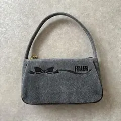 新品未使用 FEILER グレー ハンドバッグ リボン刺繍