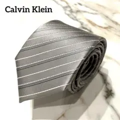 極美品✨Calvin Klein レジメンタル ネクタイ シルバー 光沢 ラメ