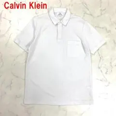 A6687 カルバンクライン 半袖ポロシャツ 綿 リネン 胸ポケット 白 XL