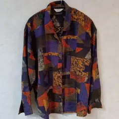 Imana 古着 長袖シャツ　柄シャツ　古着　ガラシャツ　秋服