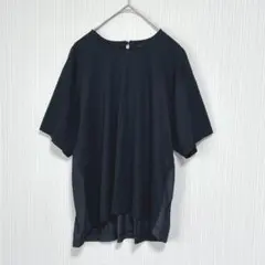 2073 サクラ 半袖チュニックカットソー 38 紺 バックギャザー 異素材のサムネイル
