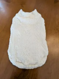 犬服　リブニットタートルネック　アイボリー色　SSsize