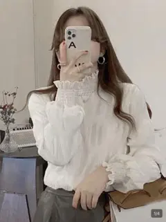 フリーサイズ♡ シャーリングブラウス✨　レディース　長袖