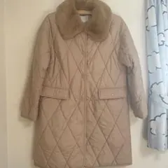 grove ファー襟ベージュ キルティングロングコート