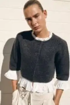 ポプリンコンビニットジャケット　ZARA ダークグレー