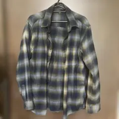 UNIQLO 古着 ネルシャツ M ネイビーイエローチェック