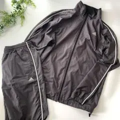 adidasアディダス　ウインドブレーカージャージ　上下セット　ダークグレー　L