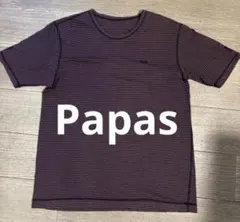 Papas パパス メンズTシャツ Mサイズ ボーダー ブラウン系のサムネイル