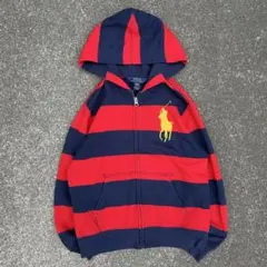 00s ポロラルフローレン 短丈 ボーダー ビッグポニー ジップパーカー y2k