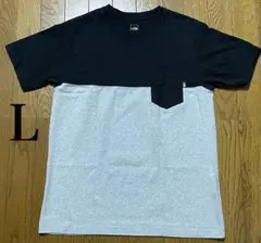 ノースフェイス　Tシャツ　メンズＬ　ブラック/グレー　バイカラー　良品　ポケット