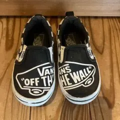 VANS キッズ スリッポン 17cm チェッカー ブラック