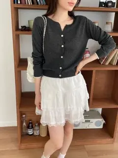 DHOLIC パンチングリネン混配色カーディガンのサムネイル