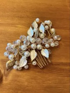 【週末限定値下げ】ブライダル　ヘッドドレス　ゴールド