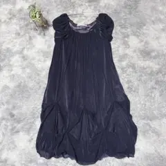 ペイトンプレイス ワンピース L 紺 パーティードレス 結婚式 バルーン裾