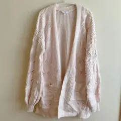 TIME AND TRU カーディガン 透かし編み M 桜 絹 羽織 清楚 上品