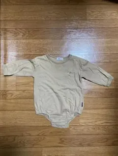 POLO ベージュ 長袖ロンパース 刺繍デザイン 80