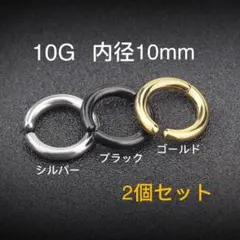 ゴールド2個セット 10mm フープイヤリング ワンタッチ セグメントリング