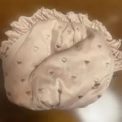 ジェラートピケハート柄フリルポーチ ピンク