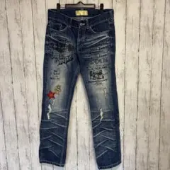 Jackrose ジャックローズ デニムパンツ L ダメージ　鬼ヒゲのサムネイル