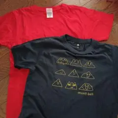 mont-bell 山のイラスト Tシャツ 150cm おまけ赤Tシャツ