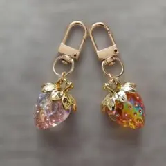 イチゴチャーム2色セット　ピンク　オレンジ