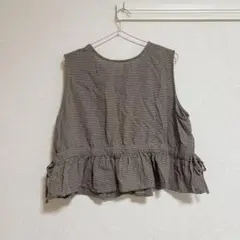 サマンサモスモス 前後着ギャザーベスト チェック柄フリルベスト