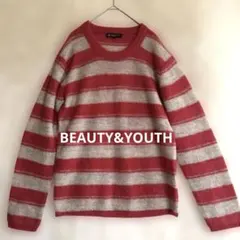 【BEAUTY&YOUTH 】アーカイブ モヘヤ55% ボーダー柄ニット　378