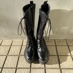 GU ブラックレースアップロングブーツ　Sサイズ