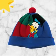 ディズニー　レトロ　ドナルドダック ニット帽子 　カラフル〚000138〛