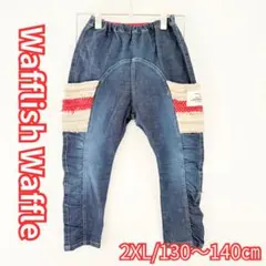 希少 ワッフリッシュワッフル 2XL 130 140 異素材 フリル デニム 赤