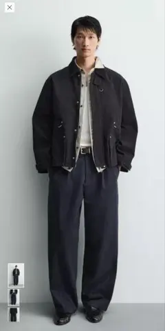 ZARA プリーツ加工サイドシームパンツEUR38のサムネイル