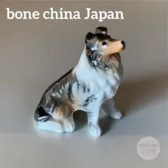 【美品希少】bone china Japan 陶器 置物 ミニチュア　コリー　犬