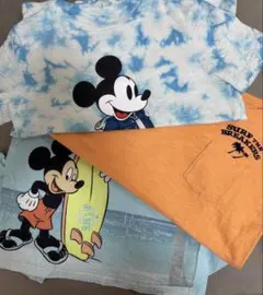 【3枚】ミッキーマウス タイダイ・サーフTシャツ　オレンジT サイズ120
