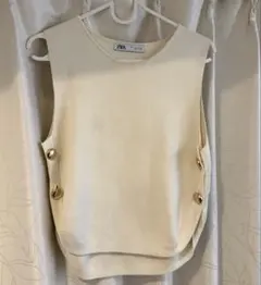 ZARA アイボリー ニットベスト M