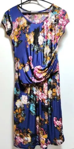 フィフィーユ　　花柄ドレープ半袖ワンピース　パリ　インポート