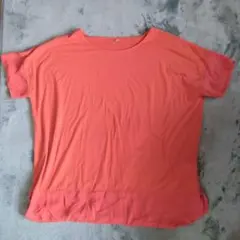 オレンジ ラウンドネック 半袖Tシャツ LLサイズ