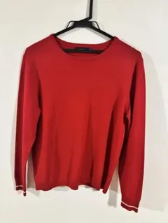 本日限り　ESTNATION レッド クルーネックニット