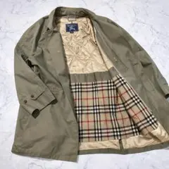 美品 BURBERRY ステンカラーコート L相当 ノバチェックライナー カーキ