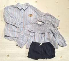 アプレレクール　ブルーストライプシャツ　リンクコーデ　110＆80