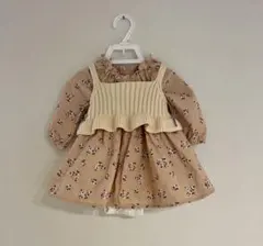 プティマイン 花柄　ピンク　ワンピース 80cm 女の子　ビスチェ付き