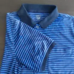 ポロシャツ　メンズ　3L　ドライ　速乾　替えボタン付　青　黒　ストライプ