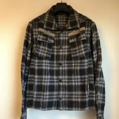 インターナショナルギャラリービームス　デザインチェックネルシャツ黒Lサイズ