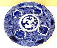 古伊万里焼 染付け 角皿 山水図 手作り 在銘 置物 旧家蔵出 コレクター