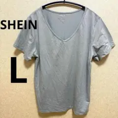 SHEIN グレー Vネック Tシャツ Lサイズ