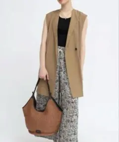 Aga /レーヨン混ミドルジレ オリーブ 新品未使用タグ付き