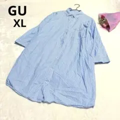 GU ジーユー ストライプシャツワンピース チュニック ロングスリーブ XL