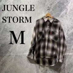 JUNGLE STORM メンズ M 紫ブラウンチェックシャツ 古着のサムネイル
