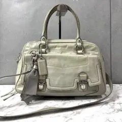 美品 COACH スエードレザーハンドバッグ ミニボストンタイプ 抹茶色 