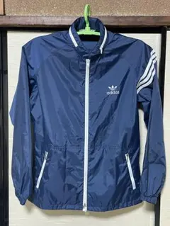 【美品】adidas ヴィンテージ ネイビー ナイロン ウィンドブレーカー
